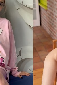 chubby girl seductively posing in lingerie